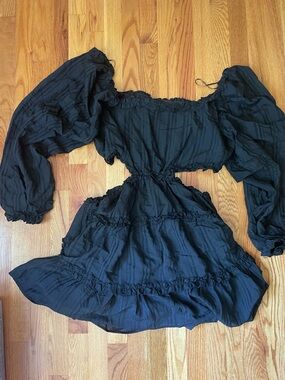 Fashion Nova Black Ruffled Neckline Dress - 3X